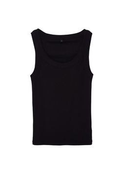 Siyah Havuz Yaka Regular Boy Fitilli Esnek Vucuda Oturan Orme Atlet TWOSS24AL00060