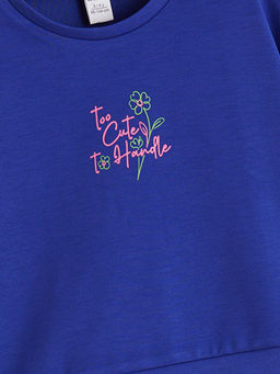 Bask?l? K?z ?ocuk Sweatshirt ve E?ofman Alt 2li