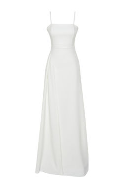 Bridal Beyaz A-Kesim Dokuma S?k Abiye Gece Mezuniyet Elbisesi TPRSS19FZ0511