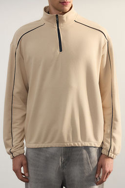 TRENDYOL MAN Tas Oversize/Genis Kesim Dik Yaka Fermuarl? Ici Polar Biyeli 100% Pamuk Sweatshirt TMNAW25SW00033 - Trendyolmilla фото 4