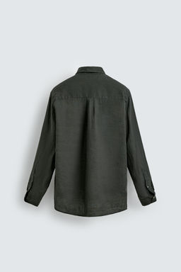 CAMISA REGULAR FIT 100% LINO / Verde oscuro - Zara фото 7
