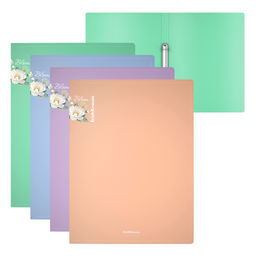 Цена за 4 шт. Папка на 2 кольцах пластиковая ErichKrause Matt Pastel Bloom, 24мм, A4, ассорти (в пакете по 4 шт.)
