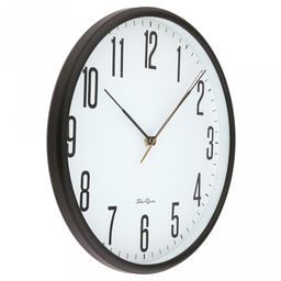 Часы настенные "Маэстро" д37,5см, h5,5см, мягкий ход, циферблат белый; цифры арабские, черный; корпус пластик, черный; в коробке (Китай)