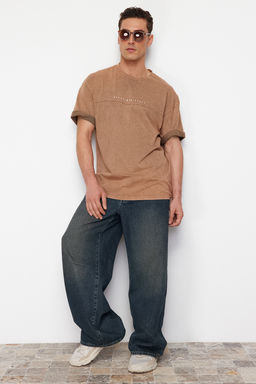 TRENDYOL MAN Antrasit Oversize/Genis Kesim Soluk Efektli Yaz? Bask?l? %100 Pamuklu T-Shirt TMNSS23TS00174 - Trendyolmilla фото 2