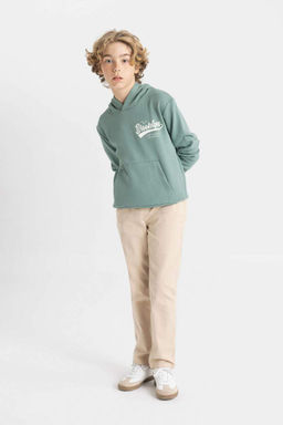 Школьная толстовка с капюшоном и принтом для мальчиков - Defacto фото 2