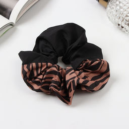 Цена за 2 шт. Резинка для волос «Орбита», полоски стиль,12 см, чёрно-коричневая