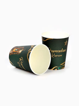 Цена за 10 шт. Стакан одноразовый бумажный «Ramadan Kareem», зелёный, 250 мл