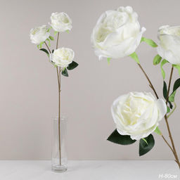 Цветок искусственный Пион белый 80 см / RF-1572 /уп 400/