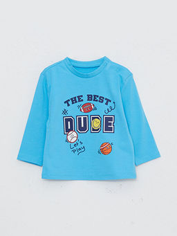 Bisiklet Yaka Uzun Kollu Bask?l? Erkek Bebek Ti??rt ve Pantolon 2li Tak?m - Waikiki фото 2