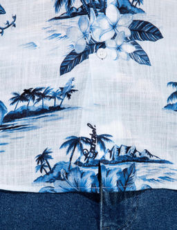 Голубая зауженная рубашка с коротким рукавом - Cacharel фото 7