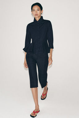 PANTAL?N CAPRI DENIM ZW COLLECTION / Azul