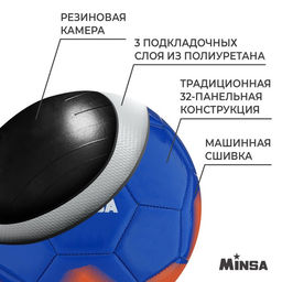 Мяч футбольный MINSA, PU, машинная сшивка, 32 панели, р. 5  фото 3