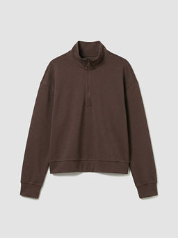 Fermuarl? Dik Yaka K?z ?ocuk Soft Touch Sweatshirt