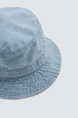 SOMBRERO BUCKET CHAMBRAY ALGOD?N / Azul claro - Zara фото 4