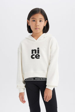 Relax Fit Kap__onlu Bask_l_ Sweatshirt K_z _ocuk - Defacto фото 3
