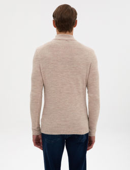 Bej Slim Fit Yar_m Bal_k__ Yaka Triko Kazak - Pierre cardin фото 5