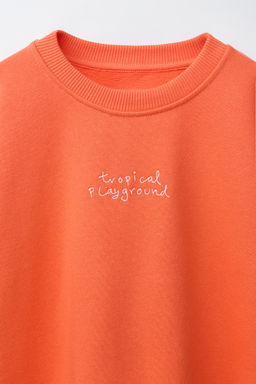 SUDADERA TEXTO BORDADO / Coral rojo - Zara фото 4