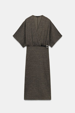 VESTIDO MIDI PIQU? CINTUR?N / Verde oscuro - Zara фото 7