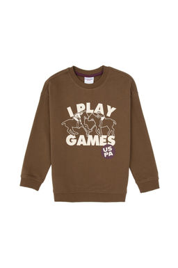 Erkek _ocuk Haki Bisiklet Yaka Sweatshirt