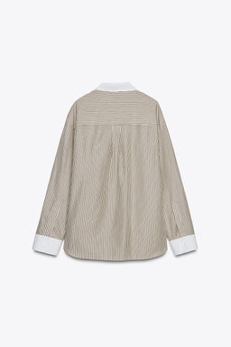 ZW COLLECTION CONTRAST STRIPED SHIRT - Zara фото 8