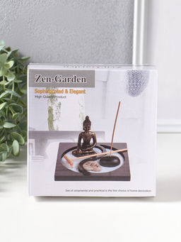 Сад Дзен "Будда в розовом, медитация у гонга" песок+камни+аромапалочки 13,2х15х16 см