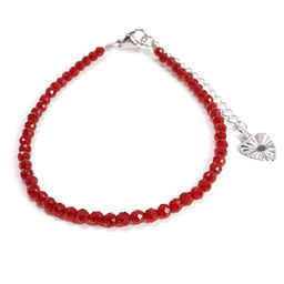 Браслет Шпинель с алмазной огранкой Красный 3мм