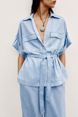 LINEN BLEND SAFARI SHIRT - Zara фото 4