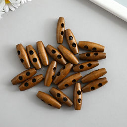 Пуговицы дерево для творчества 2 прокола «Цилиндр», набор 20 шт., 4×1.1×1.1 см