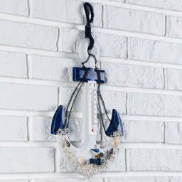 Декор настенный, панно с термометром «Якорь с цепью», 33×23×5 см