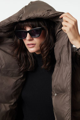 TRENDYOLMILLA Koyu Vizon Oversize Kal?p Kusakl? Kapusonlu Fermuarl? Su Itici K?sl?k Sisme Mont TWOAW25MO00057  фото 3