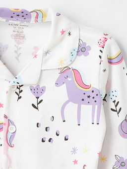 Polo Yaka Uzun Kollu Bask?l? K?z Bebek Pijama Tak?m - Waikiki фото 3