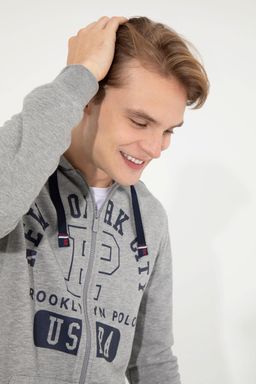U. S. Polo Assn / Мужской серый меланжевый вязаный кардиган - U.s. polo assn фото 2