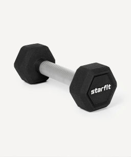 Гантель гексагональная STARFIT DB-301PRO 2 кг, обрезиненная, черный  фото 2