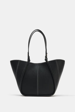 BOLSO MINI SHOPPER PESPUNTES / Negro - Zara фото 2
