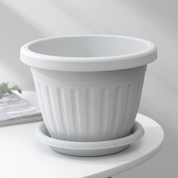 Горшок для цветов с поддоном Сильвер ЭКО, 2.6 л, d=20 см, пластиковый, светло-серый - Simaland фото 2