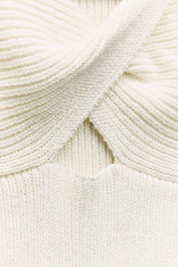 PLAIN LINEN BLEND KNIT TOP WITH KNOT DETAIL - Zara фото 5