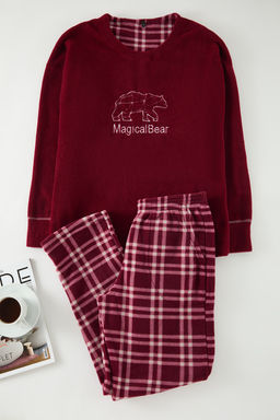 Bordo Polar Ekose Orme Pijama Tak?m? TEDAW25PT00035