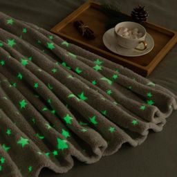 Плед светящийся в темноте Этель Звезды цв.серый 180*200 см,100% п/э, корал-флис, 220 гр/м2  фото 2