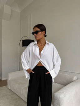 K13299 Блузка атласная БЕЛЫЙ