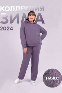 Арт.2901 Костюм женский с начесом 44-52 (5 шт) Цвет:верх- лила, низ- лила - Калинка фото 9