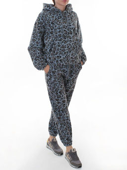 003 LT. BLUE/LEOPARD Костюм спортивный зимний женский (95% хлопок, 5% полиэстер)