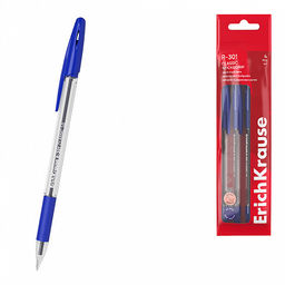 Цена за 50 шт. Ручка шариковая ErichKrause R-301 Stick&Grip Classic 1.0, цвет чернил красный (в коробке по 50 шт.)