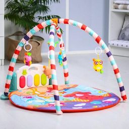 Развивающий коврик Игра малыша, с пианино, круглый, голубой