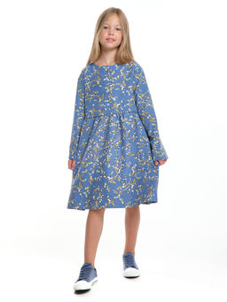 Платье для девочки вельветовое из набивного полотна UD 7844 синие мелкие цветы - Mini maxi фото 4