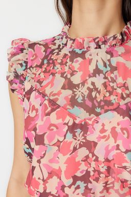 Pembe Cicek Desenli Belden Ac?lan Mini Dokuma Elbise TWOSS23EL02008 - Trendyolmilla фото 3