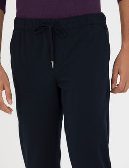 Lacivert Slim Fit Beli Lastikli Ba_c_kl_ Kanvas Pantolon