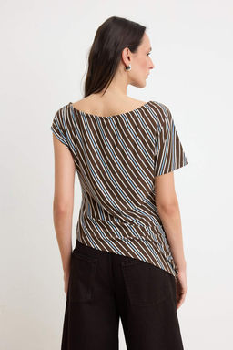 Cok Renkli Cizgili Regular/Normal Kal?p K?sa Kollu Buzgulu %100 Pamuk Orme T-shirt TWOSS26TS00283 - Trendyolmilla фото 4