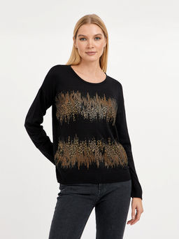 джемпер женский черный со стразами