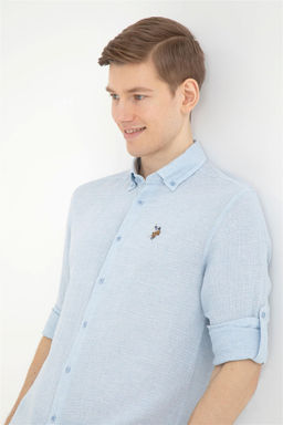 Мужская голубая рубашка с длинным рукавом - U.s. polo assn фото 2