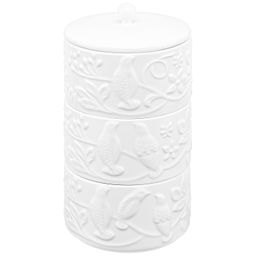 Банка д/хранения 3-х секционная 400 мл 11,5*11,5*20 см "Птички на ветке" + крышка